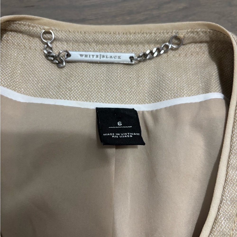 White House Black Market Linen Blend Khaki Jacket Size 6 - Picture 3 of 7